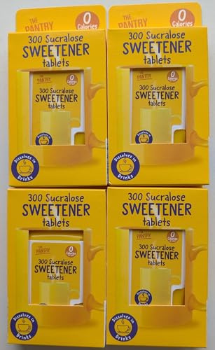 Sucralose Sweetener Tablets, 1200 Tablets, 4 x 300 Pack | Zero-calorie sugar alternative tablets that dissolve in hot drinks, ideal for tea and coffee