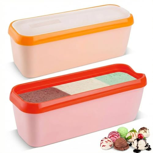 Nymblis Rectangular Ice Cream Tubs, 1.5L Ice Cream Container with Lid | Reusable Freezer, Food Storage Containers, for Homemade Gelato, Sorbet, Frozen Yoghurt