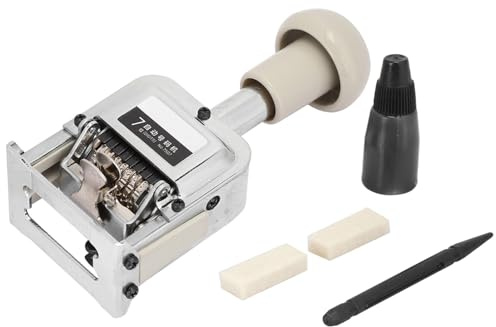 Dilwe 7507 Mustercodierungsmaschine, Automatischer Nummernstempel mit Sperrschalter für Rechnungen, Dateien, Büro, Einfache Installation, Effiziente Codierung, Klares Stempeln