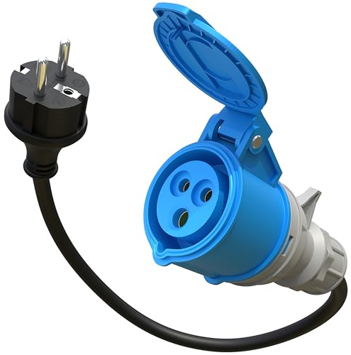Poppstar 30cm CEE Adapter IP44 (CEE-Steckdose-Kupplung 16A, 3-pol/Schuko-Stecker: Typ E+F), H07RN-F 3G2.5
