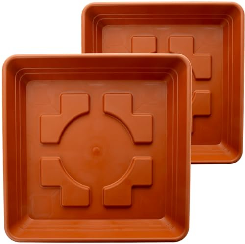 LIVINJA Untersetzer Pflanzkübel 40x40 cm - 2er Set Pflanzuntersetzer Blumentopf Untersetzer Terracotta Extra Robust Made in Germany für Außen