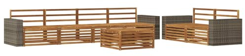 vidaXL Outdoor-Sofagarnitur 7 pcs Natur Massivholz Akazie, Garten-Lounge, modernes Outdoor-Sofa, modulares Set für Terrasse, Bequeme Sitzmöbel