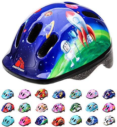 meteor® Kinderfahrradhelm Sicherer Fahrradhelm Kinder-Helm rollerhelm mädchen kinderfahrradhelm für Mountainbike Inliner skaterhelm BMX fahradhelm Scooter Jungen Bike Helmet SIZE: S 48 bis 52 cm 220 g
