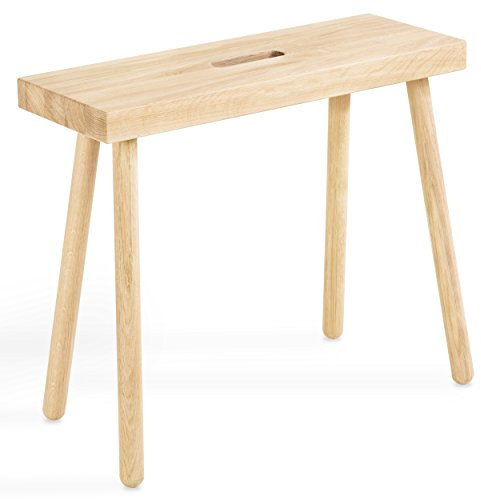 KOMMOD - LÄSSIGE FURNITURE Holzhocker HOQDI, Eiche Natur, 46 x 55 x 20 cm, Sitzhocker, Holzschemel, Hocker aus Massivholz, Dekohocker