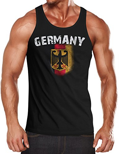 MoonWorks Men's Tank Top Football World Cup 2018 Germany Flag - Black - Small