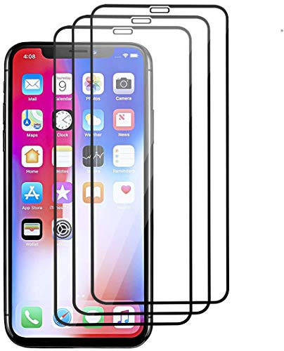 Phonis Panzerglas für iPhone X/XS (3 Stück),3D Vollständigen Abdeckung,9H Härtegrad,Anti-Kratzen,Anti-Bläschen,Hülle Freundllich,Perfekt Schutzfolie für iPhone X/XS - Schwarz