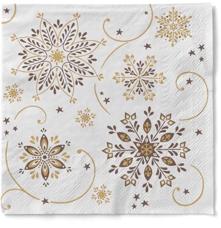 Mank Tissue-Servietten | Premium Einweg-Serviette | saugstark | perfekt für Weihnachtsfeiern & Adventsfeiern | Weihnachtsservietten | 100 Stück | Cristal (Braun-Gold, 33 x 33 cm)