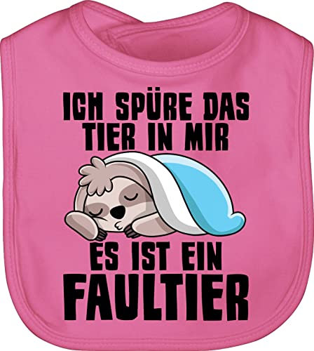 Shirtracer Baby Lätzchen - Sprüche - Ich spüre das Tier in mir es ist ein Faultier - Unisize - Pink - lustige babysachen spruch sloth kinderlätze babykleidung mit süßen sprüchen spruche arbeit