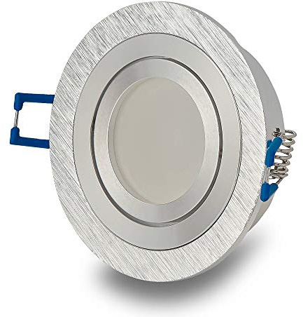 LED Einbaustrahler 5W warmweiß rund-Edelstahl gebürstet 12V - MR16 Einbauleuchte schwenkbar aus Aluminium 80mm Bohrloch Deckenspot Einbauspot