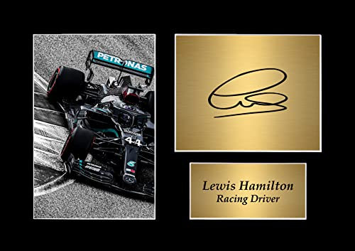 Fotografia autografata stampata di Lewis Hamilton, formato A4, idea regalo