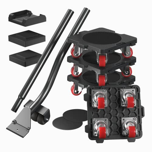 ONEON Furniture Movers with Wheels & Lifter Set, 360° Rotation Wheels Dolly, 660 Lbs / 300 Kg Capacity, for Moving Heavy Furniture, Refrigerator, Sofa, Cabinet