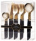Decor Decorline - Ensemble de couverts réutilisables en plastique robuste - 40 pièces - Avec 16 fourchettes, 8 couteaux, 8 cuillères et 8 cuillères à dessert - Noble - Haut: Or - Poigné: Noir