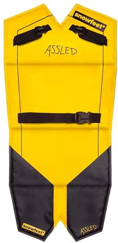 ASSLED - The Ultimate Snow Sled - Amazing Super Sled - Wearable Multifunctional Fun Winter Bobsled Toboggan Sledge for Adults and Kids - 2 Riders Winter Fun in The Snow - by Snowfeet (Yellow)