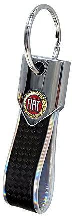 Quattroerre Schlüsselanhänger Fiat Carbon Silber Olografie, rotes Vintage-Logo