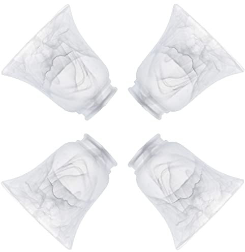 YELOKIE Set of 4 Premium Ceiling Fan Light Covers, Transitional Style Milky Glass Alabaster Shade, Perfect Ceiling Fan Replacement Glass Accessories, Standard 2-1/8 Fitter Size