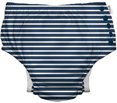 green sprouts - Eco snap Swim Diaper with Gussets - Navy Stripe - 6mo (3-6m)