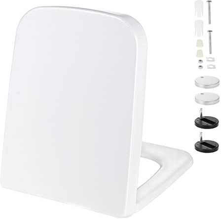 KEESIN Toilettendeckel,WC Sitz mit Absenkautomatik Toilettendeckel Klodeckel Klobrille mit Quick-Release-Funktion und Softclose Verstellbaren Scharnieren(Square-Form)