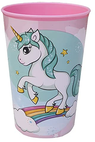 CARTOON Bicchiere per bambini, Unicorno, 260 ml, in plastica riutilizzabile
