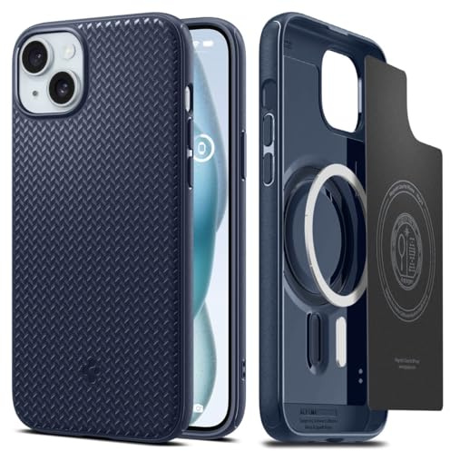 Spigen Hülle für iPhone 15 Mag Armor MagFit Kompatibel mit MagSafe -Navy Blue