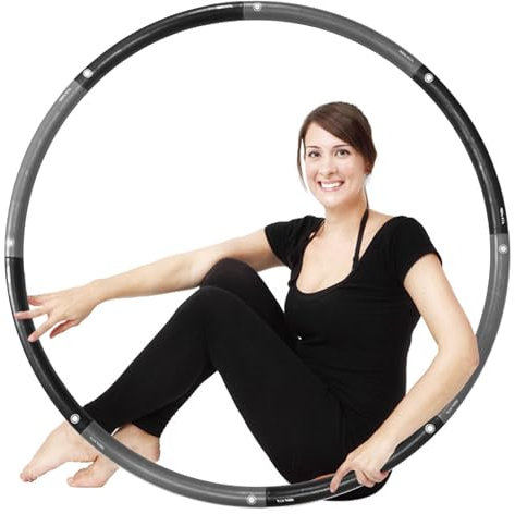 2,3kg Gewicht Hula Hoop Reifen Erwachsene Hullahub Reifen zum Abnehmen Hula Hoop Reifen für fortgeschrittene 8 Teiliger und 100 cm Fitnessgerät für Zuhause Hoola Hoop Fitness (2,3kg Schwarz-Grau)