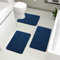 chakme Badezimmer Teppiche Sets 3 Stück, Cobblestone Memory Foam Badezimmer Matten Set dick, Anti-Rutsch-Badematten für Bad,absorbierend waschbar dunkelblau Badteppiche für Wanne, WC und Boden