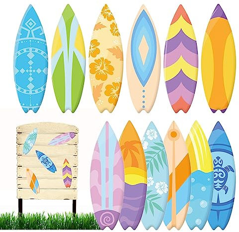 PUCHEN Hawaii-Aufkleber, 60 Stück Surfbrett-Strand-Aufkleber für den Sommer, Bunte Surfbrett-Strandaufkleber für Strandpartys, Hawaii-Dekoration, Fenster, Auto, Wand, Laptop