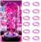 Dufuso 12 x 20er LED Lichterkette Batterie Dekoration für Hochzeit, Mini led lichterkette mit batterie CR2032, 2M Kupfer Drahtlichterkette Wasserdichte für Party, Weihnachts - Rosa
