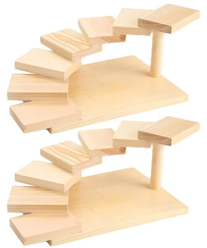 PLOTSAGE Sushi Japonés con Escalera de 7 Escalones, Plato Giratorio para Sushi, Bandeja de Madera para Sashimi,Estantes de Madera para Comida, Vajilla Personalizada para Olla Caliente,2 pcs