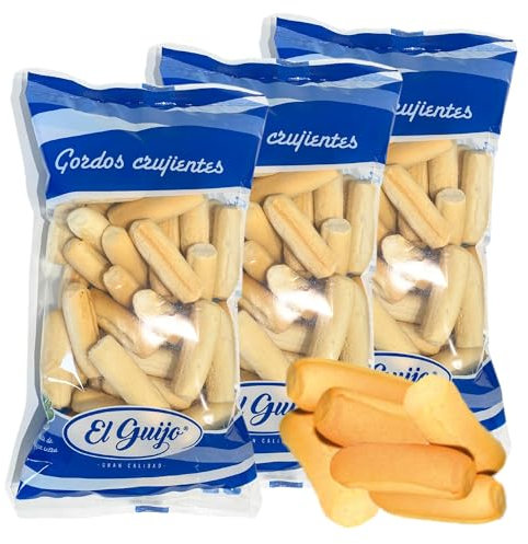 Picos Gordos El Guijo - Con Aceite de Oliva Virgen Extra. Palitos de Pan Suaves y Crujientes - Pack de 3 Bolsas - 375 gr. Ideales para Acompañar con Embutidos, Jamón, Quesos y Comidas.