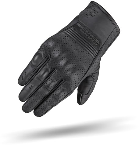 SHIMA BULLET Motorrad Handschuhe Herren Leder Kurze Sommer Motorradhandschuhe Schutz Touchscreen Stadt Lederhandschuhe Motorcycle Belüftet Verstärkt Perforiertes Leicht (Männer, Schwarz, 3XL)