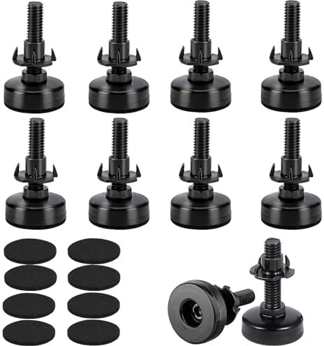 Elitecran Lot de 8 Pieds réglables pour niveleurs de Meubles, vis de réglage 3/8-16 vis de réglage Pieds réglables M10 avec écrou d'entraînement pour Pieds de Meubles Pieds de Meubles en Bois