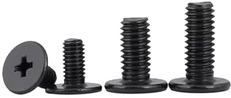 Foyoram Lot de 100 vis à tête plate M2 x 12 mm avec cruciforme en acier inoxydable noir - Vis à tête plate avec vis cruciforme et grosse tête (M2 x 12 mm, 100)