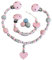 2er Set Kinderwagenkette & Kette personalisiertes baby geschenk mit Namen für Mädchen oder Junge Baby Geschenk personalisiert zur Geburt & Taufe (2er Set Herz Rosa)