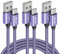 JALIXI 3M+1M+0.3M Cable USB C Lot de 3, Câble USB vers USBC Charge Rapide Nylon Tressé pour iPhone 16/15, Samsung Galaxy S24 S23 A55 A35 A25 A15, Pixel, Violet