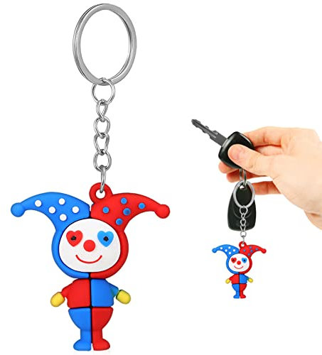 AOKWAWALIY Clown-Schlüsselanhänger Lustiger Zirkus-Clown Schlüsselanhänger Clown-Puppenfigur Dekorativer Schlüsselanhänger Hängender Anhänger Für Tasche Rucksack Geldbörse