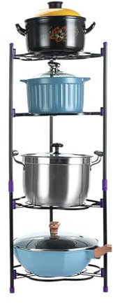 Pan Organiser For Cupboard Saucepan Storage -2-5 Tiers Pan Stand Pot & Pan Racks Pan Storage Organiser Pot Stand, Black - Space Saving Kitchen Organizer