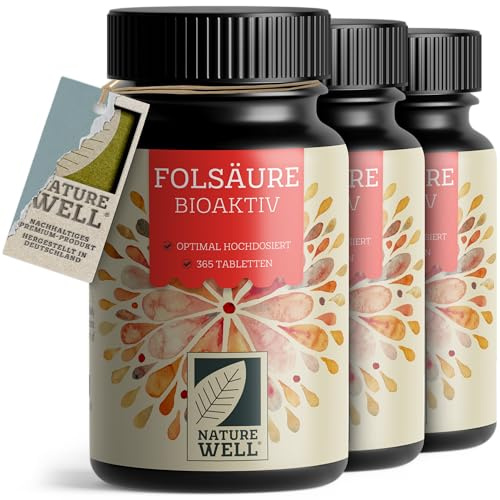 Folsäure BIOAKTIV 400µg - 3x365 Folsäure Tabletten mit bioaktiver Folsäure (L-5-MTHF) - optimal hochdosiert - Kinderwunsch & Schwangerschaft - laborgeprüft mit Zertifikat - 100% vegan