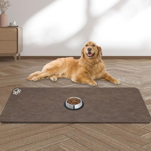 Large Pet Feeding Mat, Absorbent Quick Dry Dog Mat for Food and Water Bowl, No Stains Easy Clean Dog Water Dispenser Mat, Pet Supplies Bowl Mat for Messy Drinkers