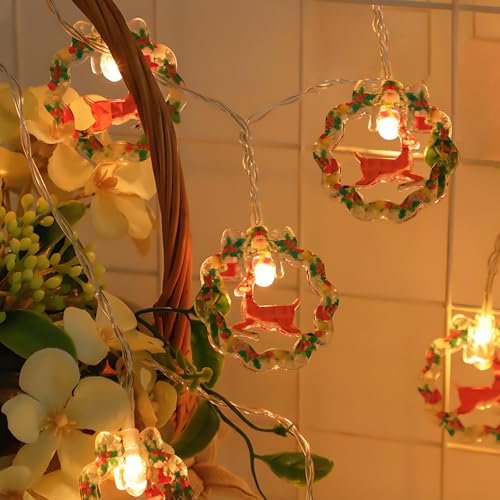 Eledreme lichterkette innen batterie, 3m 20 led Weihnachtsmann Weihnachtsdeko Lichtervorhang außen, Warmweiß weihnachtsbeleuchtung außen, LED lichterkette batterie für Party, Weihnachten, Balkon