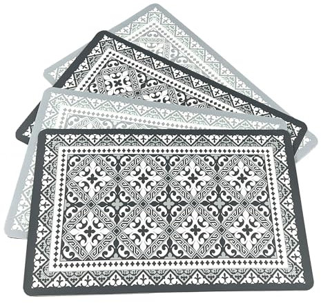 Set of 6 PVC Wipeable Moroccan Tile Place Setting Table Mats - 43cm x 28cm