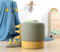 Emob Modern Green Pouffe, 37 cm Diameter x 38 cm Height | 50% Cotton/50% Velvet, PVC Coated Hidden Legs, 6 cm Thick Orthopedic Sponge | Perfect for Kids & Entertainment