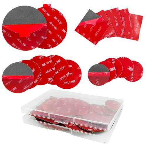 NVGVUP 17 PCS 3M Double Sided Sticky Pads, Water Proof Number Plate Sticky Pads, 3M Double Sided Tape, 3M VHB Dash Cam Sticky Pad, 3M Adhesive Pads for Outdoor Household Mounting