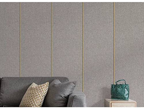 Papier peint autocollant en tissu de lin imperméable - Panneau mural décoratif - Ignifuge, insonorisant, doux, anti-collision - Protection de meubles (gris, 65 x 280 cm)
