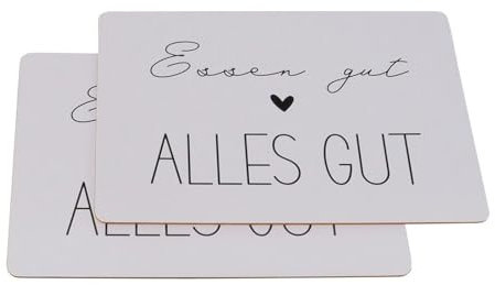 ReWu Tischset Appetit mit Schriftzug - Essen Gut, Alles Gut - Holz MDF Platzset Tischdekoration Tischuntersetzer Untersetzer 2er-Set 40 x 30 cm