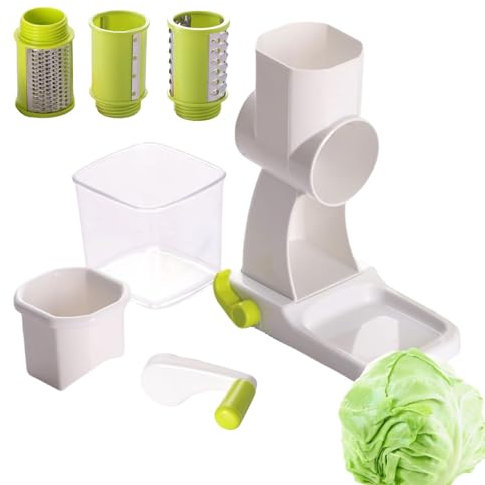 Rallador de queso rotatorio,Rallador rotatorio - Trituradora de Verduras con 3 Cortadores Intercambiables,Picadora de zanahorias, rallador manual de queso, cortador de alimentos para frutas, verduras