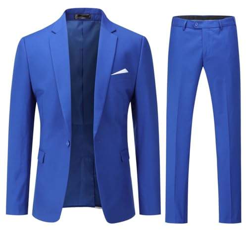 YOUTHUP Men's 2 Piece Suits Slim Fit One Button Tuxedo Formal Blazer Pants | Jacket and Trousers set tailored for office work, business travel, weddings, parties, and daily formal wear