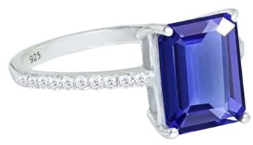 Gems Vibes Tansanit-Ehering, 925er Sterlingsilber, handgefertigter Ring für Frauen, Tansanit-Edelsteinring, Geschenk für sie, Ring mit Geburtsstein für Dezember (Gelbgold), Größe 6