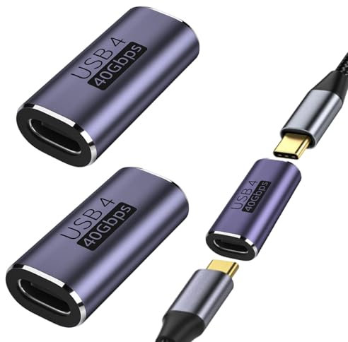 Watlikeup 2PCS USB C Female to Female Adapter,USB C Coupler,USBC Extender,40Gbps Data Transfer 8K@60Hz Video Display 240W Power Delivery for USB4 Thunderbolt 3/4 Macbook iPad Devices