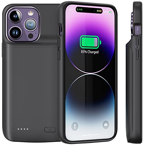 NEWDERY Akku Hülle für iPhone 14 Pro Max / 14 Plus, 5000mAh Tragbare Ladehülle/Ladecase, Externe Handyhülle Ladegerät für iPhone 13 Pro Max / 12 Pro Max (6.7 Zoll)