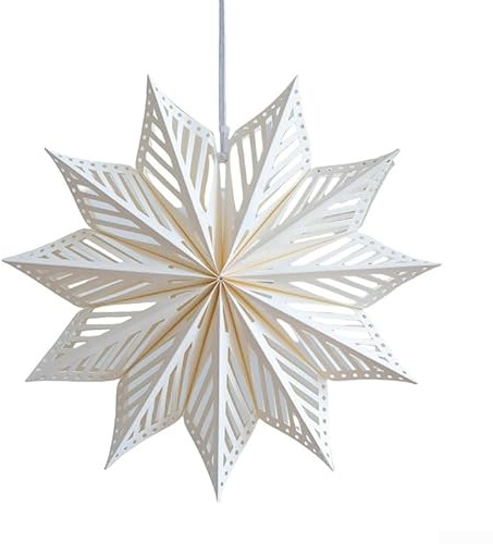 Weihnachtspapier Origami Stern hängende Ornamente, dekorative festliche Papiersterne mit Aufhängekordeln, geeignet für Feiertagsversammlungen und Partys (40 cm weiß)